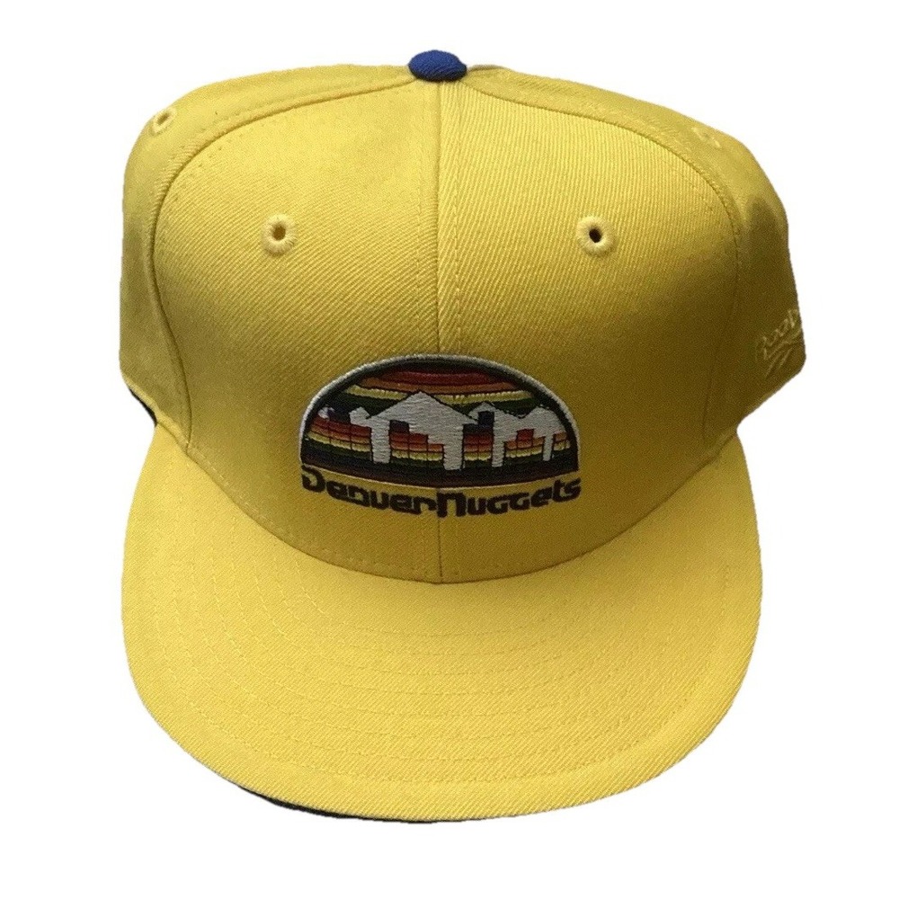 Yellow Reebok Denver Nuggets Fitted Hat. Size 7-3/8